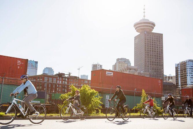 Stanley Park & Vancouver City Highlights 4 Hour Bike Tour 2 in 1 - Olympic Village, Chinatown, and Gastown cobblestones on the move