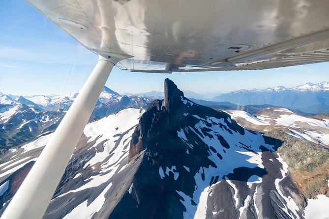 Whistler Backcountry Flightseeing Tour - What you see first: Black Tusk and the Chief from above